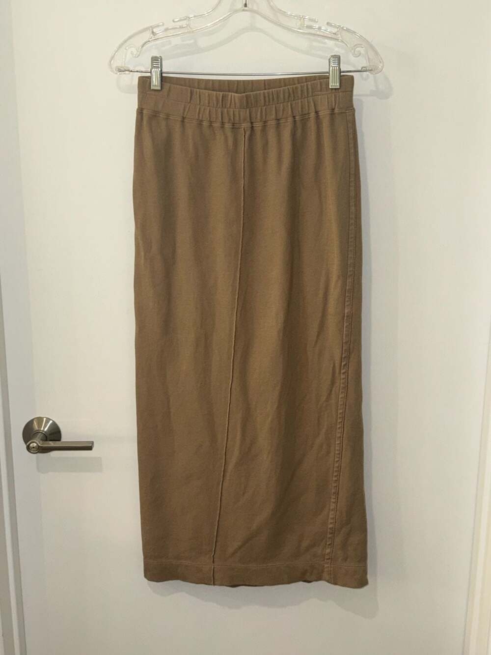 1er Arrondissement Women's Tan Cotton-Nylon Midi Skirt with Slit